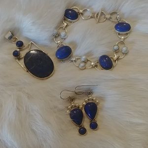 925 Royal blue Stone bracelet/pendant/earrings